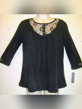 Vintage Rare Lace Top Soft Comfy Button Upper Front Maternity Top Shirt